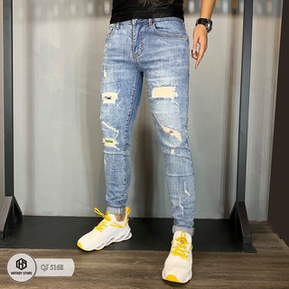 Quần jean nam xánh xám rách gối HQ đẹp QJ5168 MS37