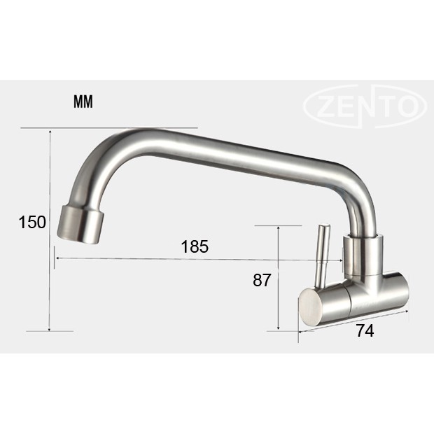 Vòi rửa bát đơn gắn tường inox304 Zento SUS4634