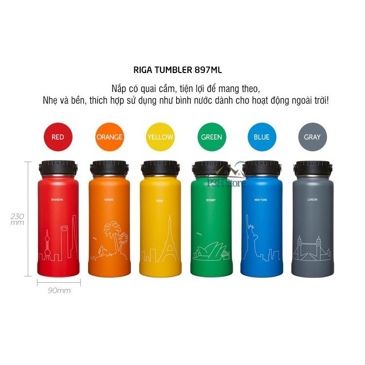 Bình Giữ Nhiệt Lock&Lock Riga Tumbler LHC4160 (897ml)- Nắp 3 lớp - giữ nhiệt vượt trội - Hàng chính hãng