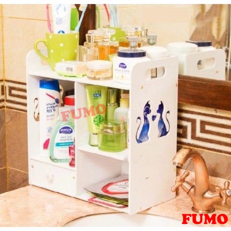 Tủ đựng mỹ phẩm đa năng kệ để đồ trang điểm cao cấp 2 con mèo đáng yêu FUMO SP004