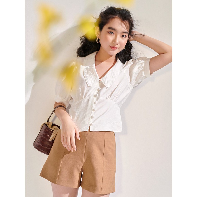 Oyster and Snail - Quần Short Felicity quần short màu nâu chất tuýt si xước - 0030