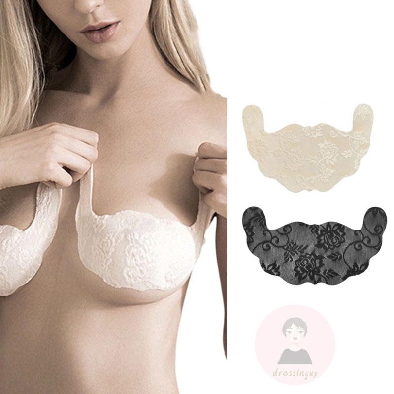 Miếng Dán Nâng Ngực Phối Ren Hoa Màu Trơn Dùng Một Lần Cho Nữ