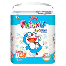 Bỉm GOO.N Friend quần M54+5 miếng,L46+5 miếng,XL40+5 miếng ,XXL34+5 miếng.