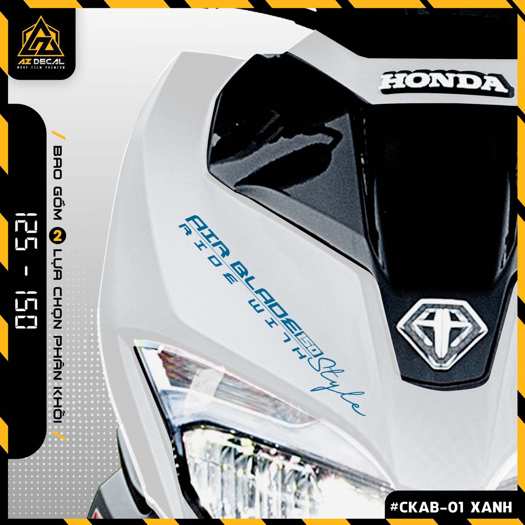 Tem Xe Airblade 125 150 Dán Trang Trí Chữ Ride With Style | CKAB-01 | Decal Dán Sườn, Mặt Nạ Xe AB Đẹp