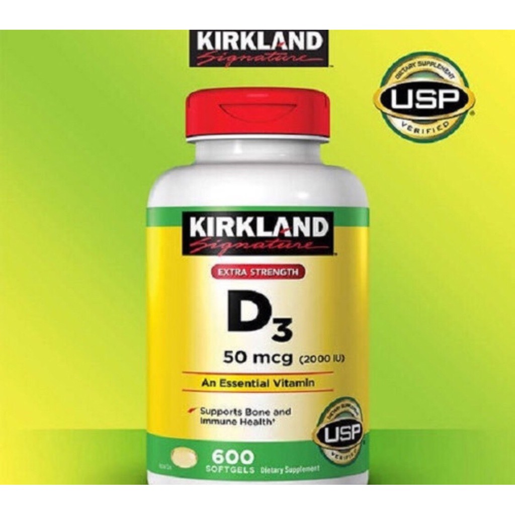 (🇺🇸 USA) Viên uống bổ sung Vitamin D3 Kirkland Signature Vitamin D3 2000IU 600 viên