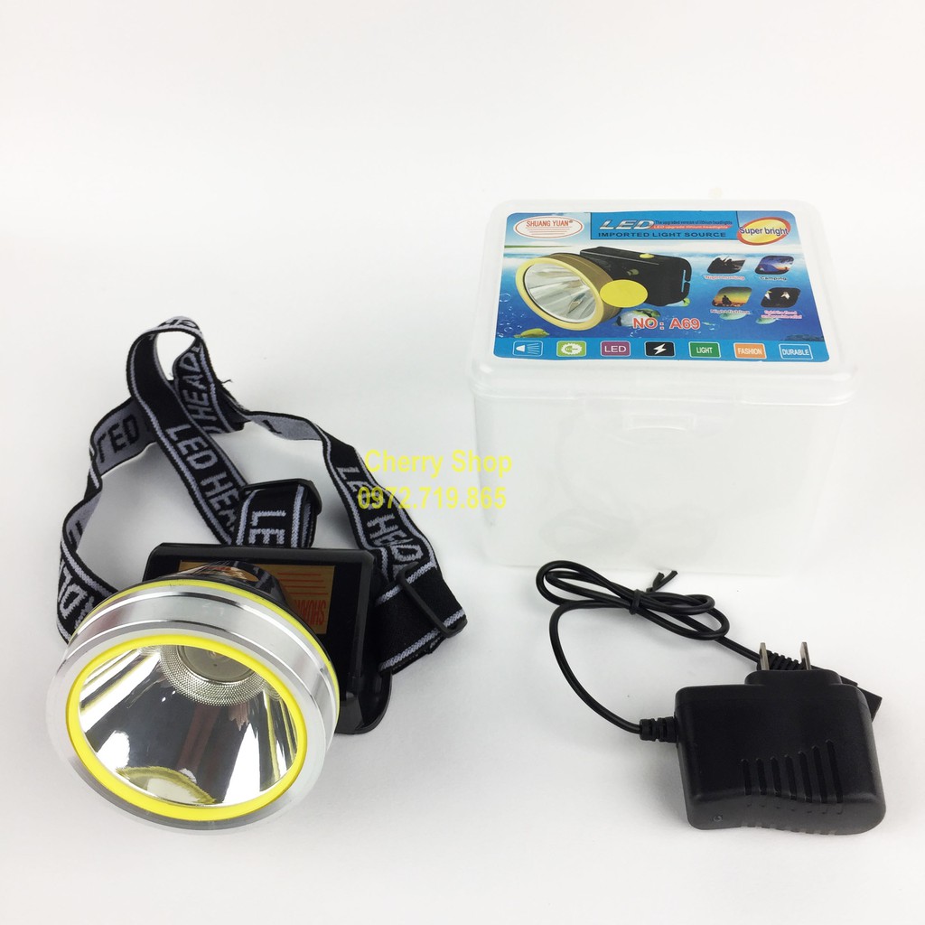 Đèn Pin Đội Đầu bóng led ánh sáng mạnh chống nước  Ánh sáng vàng hoặc Ánh sáng trắng MÃ SỐ A69