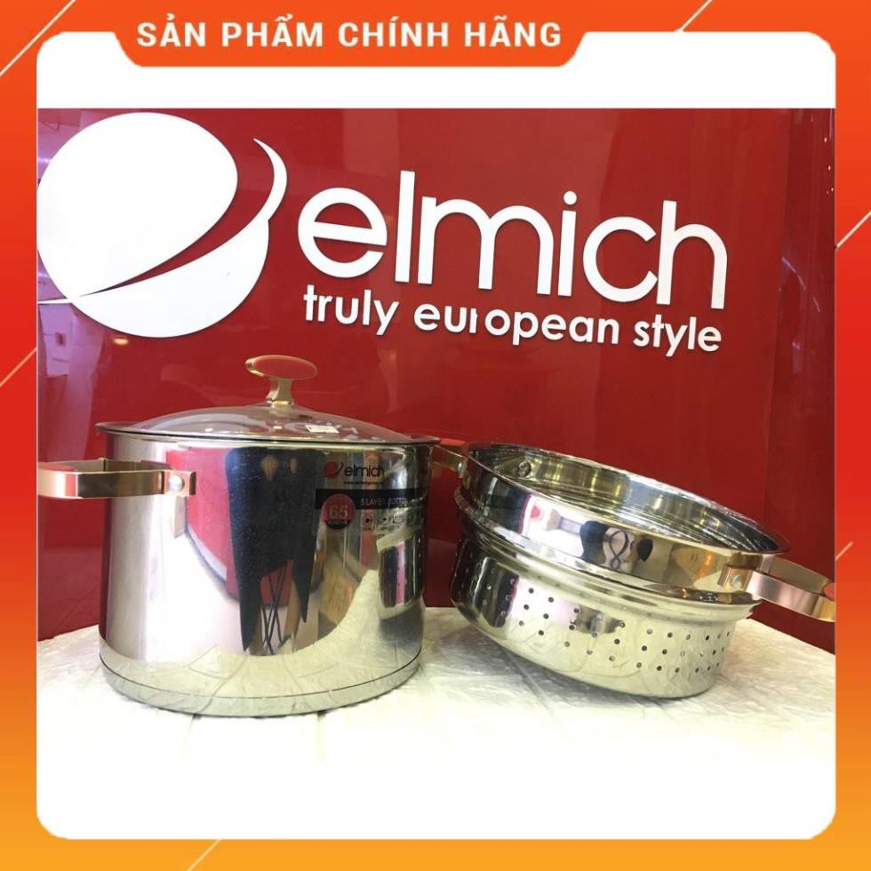 NỒI HẤP ELMICH INOX 304 RED VELVET 24CM EL5585, 28CM EL0979 đáy từ nhập khẩu séc