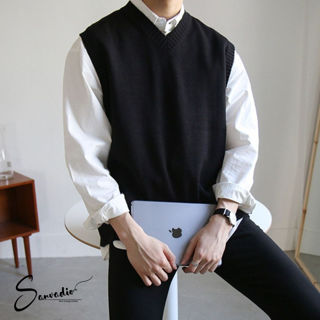 Áo Gile Trơn Nam bigsize ulzzang SANVADIO gile nam form rộng unisex basic nam nữ đẹp oversize thời trang Hàn Quốc