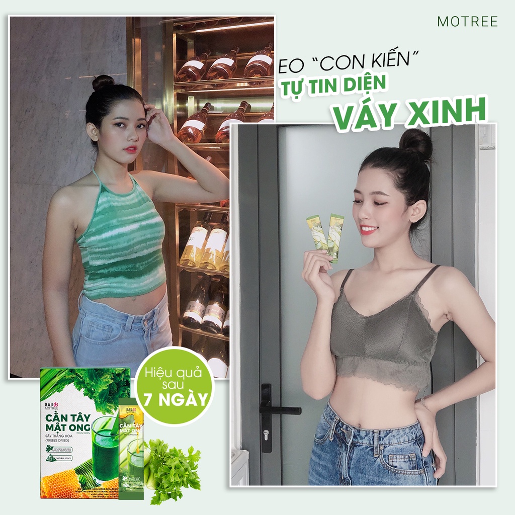 Bột Cần Tây Mật Ong Motree Cần Tây Mật Ong Giảm Cân Đẹp Da Detox Cơ Thể hộp 14 gói