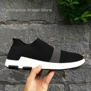 Giày thể thao nam không dây | Sneakers nam fullbox - Màu đen sọc ghi - Mã SP 710