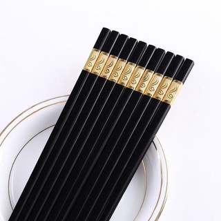 Bộ 10 Đôi Đũa Mạ Vàng, Đũa Hợp Kim Chống Mốc Hàn Quốc