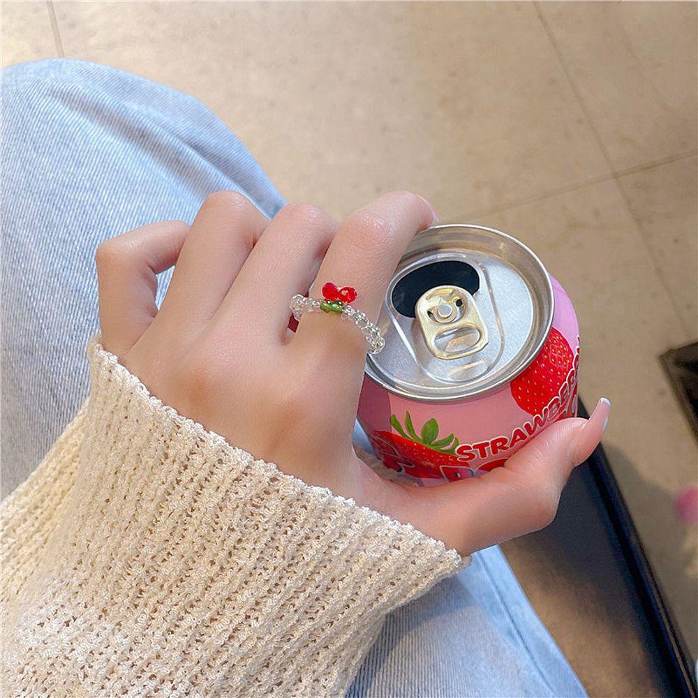 Nhẫn Nhựa Co Giãn Đính Hạt Hình Quả Cherry Đơn Giản Độc Đáo VANES1