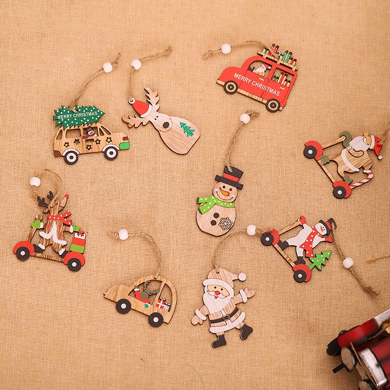 Set 9 Phụ Kiện Treo Trang Trí Cây Thông Giáng Sinh Hình Ông Già Noel Dễ Thương