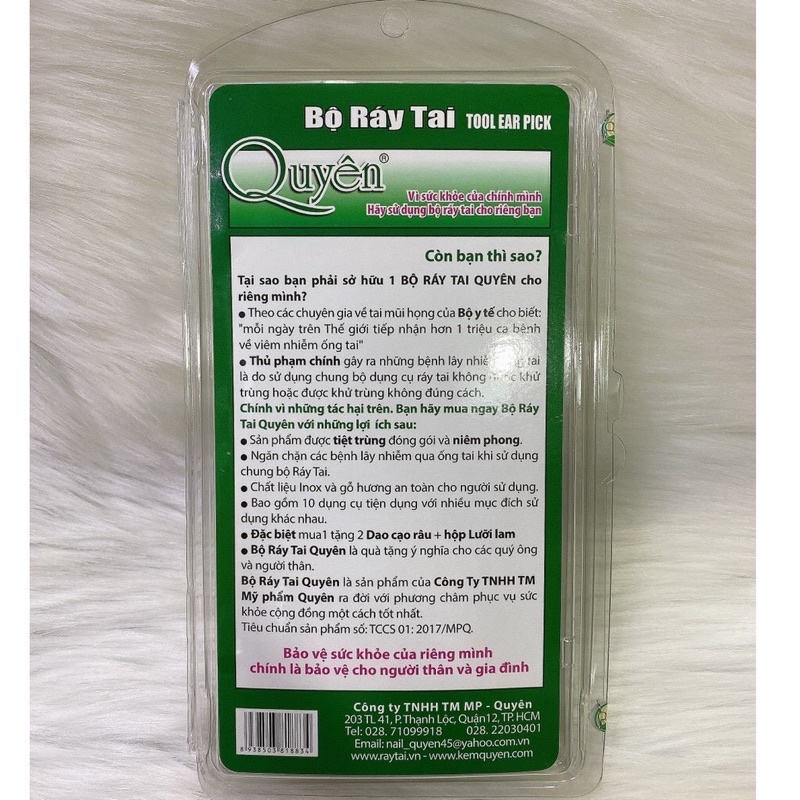 Bộ Lấy Ráy Tai Chuyên Nghiệp 10 Món Cao Cấp, Bộ Lấy Ráy Tai Quyên