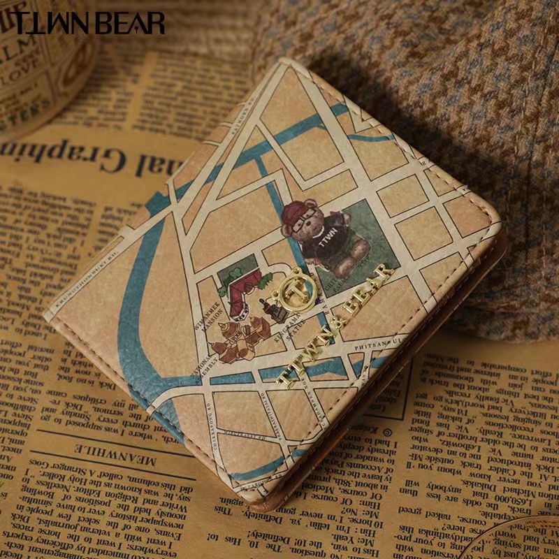 TTWNBEAR Ví Nữ Gấp Gọn Hình Gấu Đáng Yêu Giá Đỡ