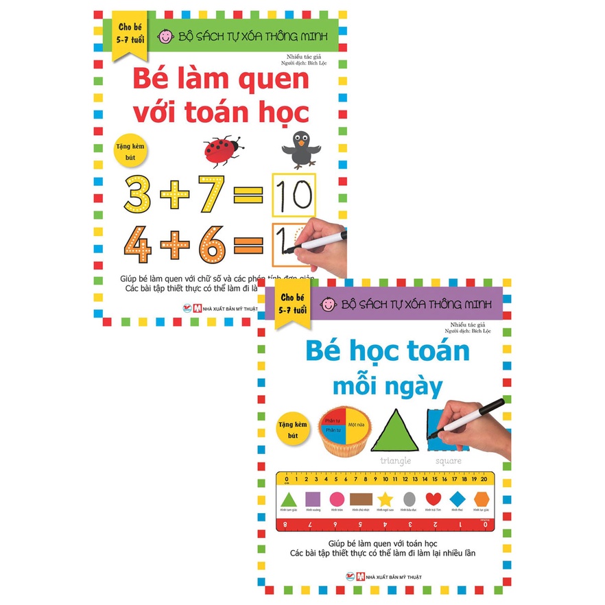 Sách - Combo Tự Xóa Thông Minh - Bé Học Toán Mỗi Ngày + Bé Làm Quen Với Toán Học (5-7 Tuổi) (Bộ 2 Cuốn)