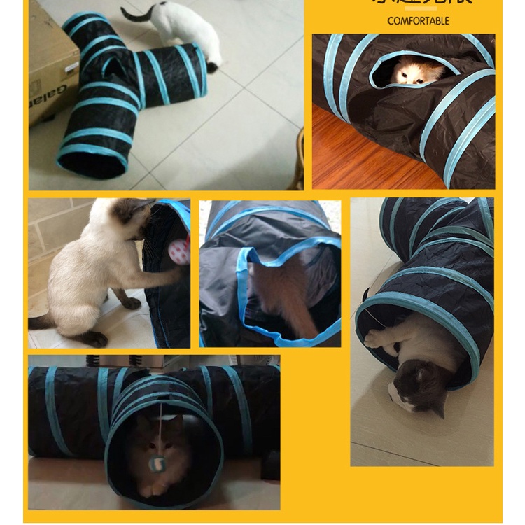 Đồ Chơi Đường Hầm/Ống Trốn Tìm Cho Mèo Gấp Gọn Tiện Dụng Vui Nhộn