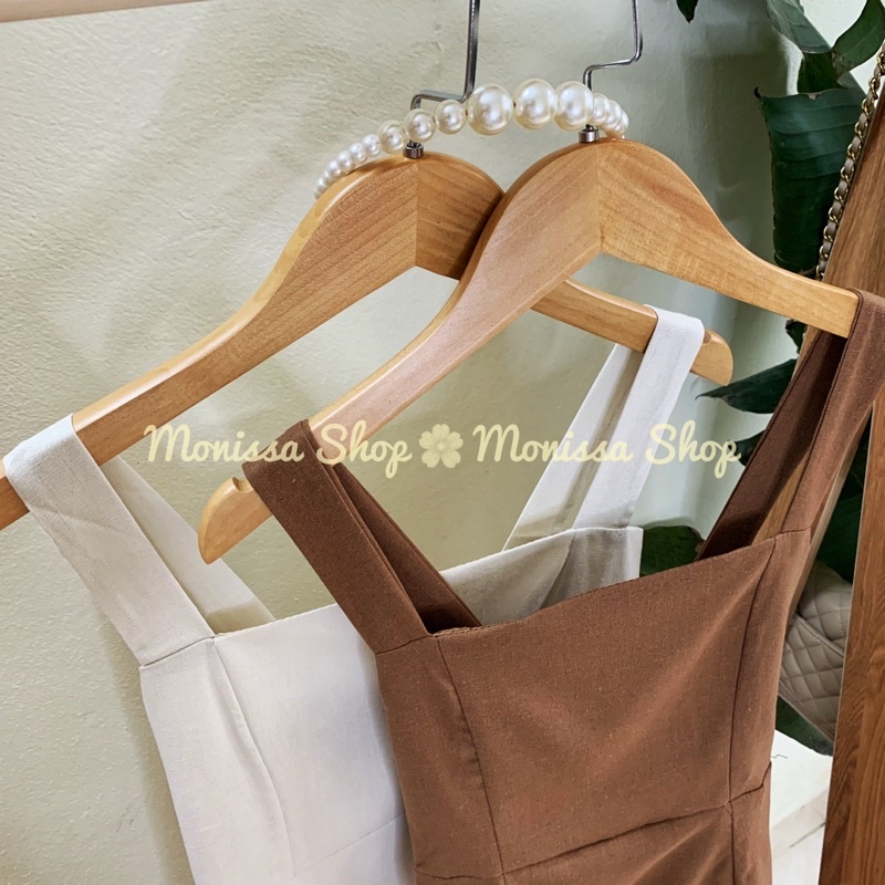 Váy hai dây minidress quai bản to lưng chun 2 lớp a màu