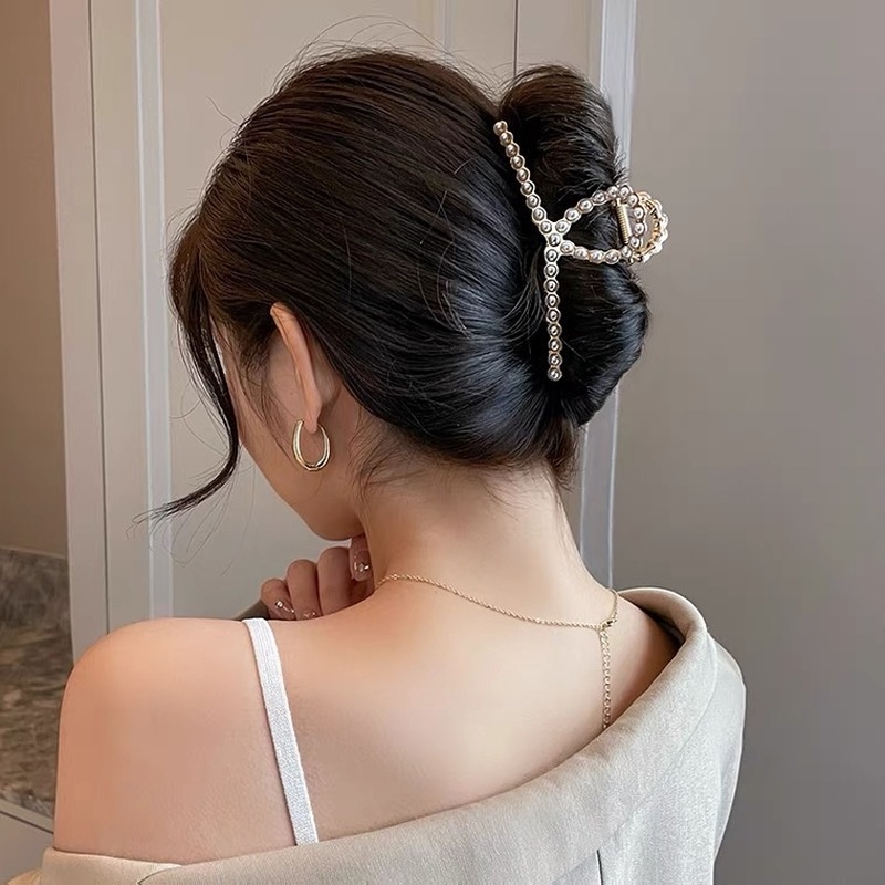 Kẹp Tóc Đuôi Ngựa Màu Bạc Kim Loại Phong Cách Pháp Thanh Lịch Đơn Giản Cho Nữ