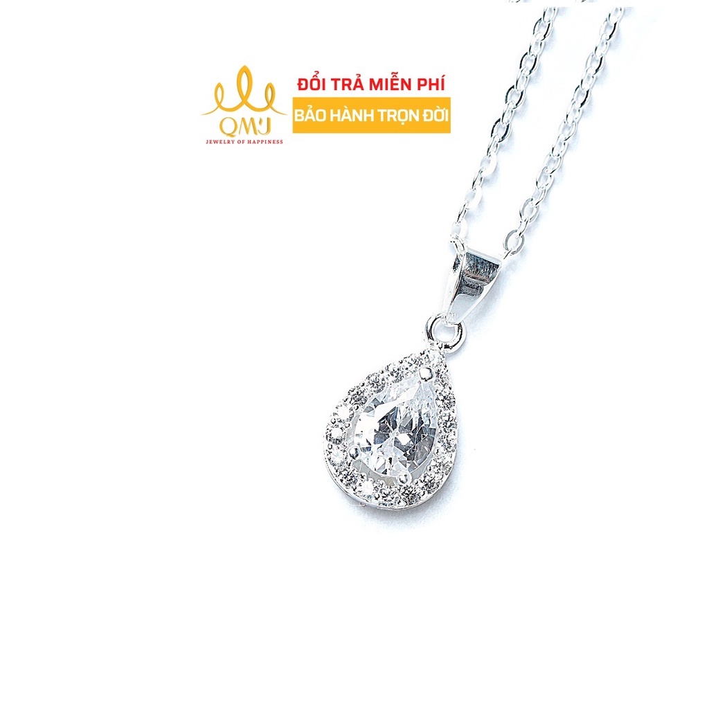 Dây chuyền bạc QMJ Giọt nước khảm đá tinh tế Q044
