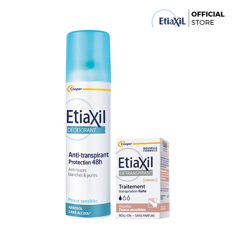 Combo Xịt Khử mùi Dạng Phun Sương Etiaxil 150ML và Lăn khử mùi và điều tiết mồ hôi Nhãn Nâu 15ML