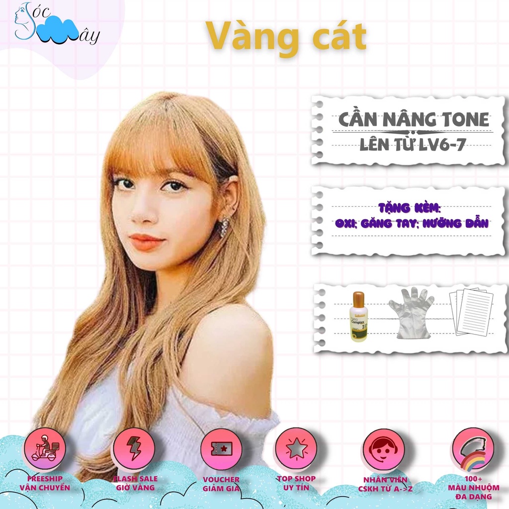 Kem nhuộm dưỡng tóc màu Vàng Cát sáng (TẶNG OXY)