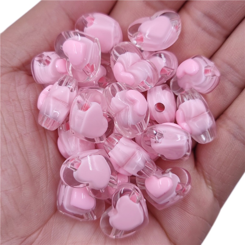 Set 10 Hạt Xỏ Lỗ Hình Trái Tim 3D 13 * 17mm Dùng Để Làm Đồ Trang Sức Thủ Công