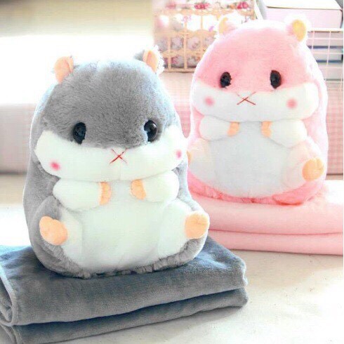 (HQ)Gối Gấu Bông Chuột Hamster, chăn gối văn phòng