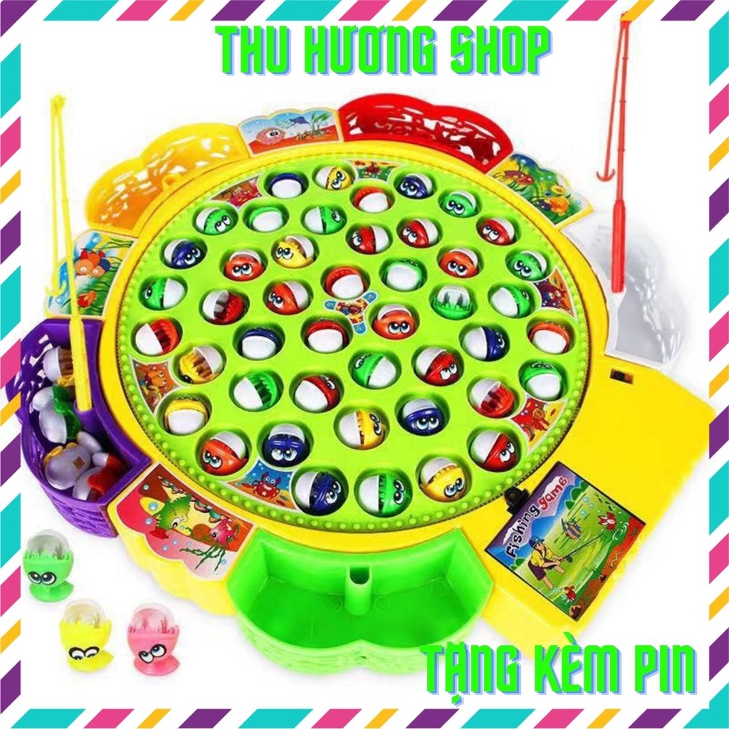 Đồ chơi câu cá cho bé size lớn 45 con cá 5 cần câu và phát nhạc