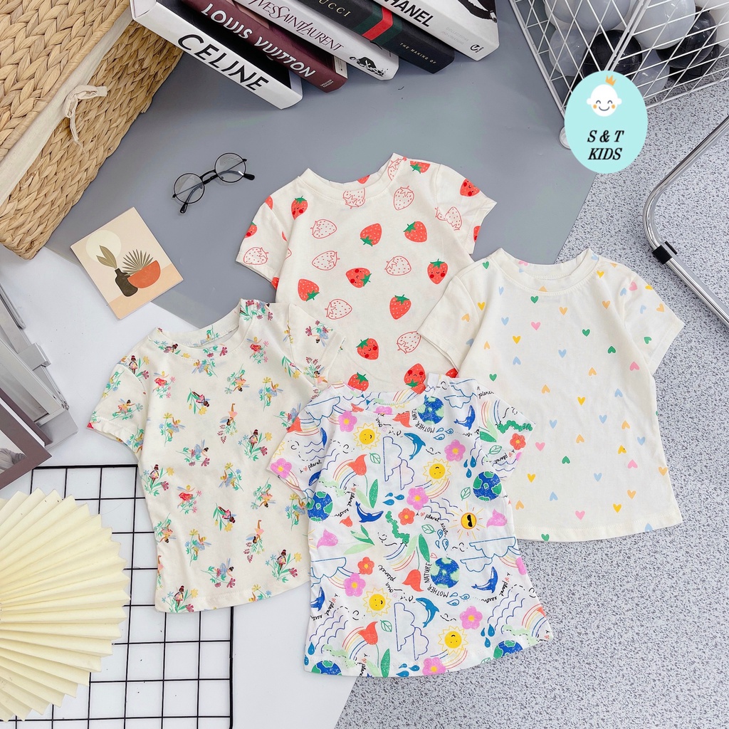 Áo phông cotton cổ tròn  cho bé gái - APCTBG