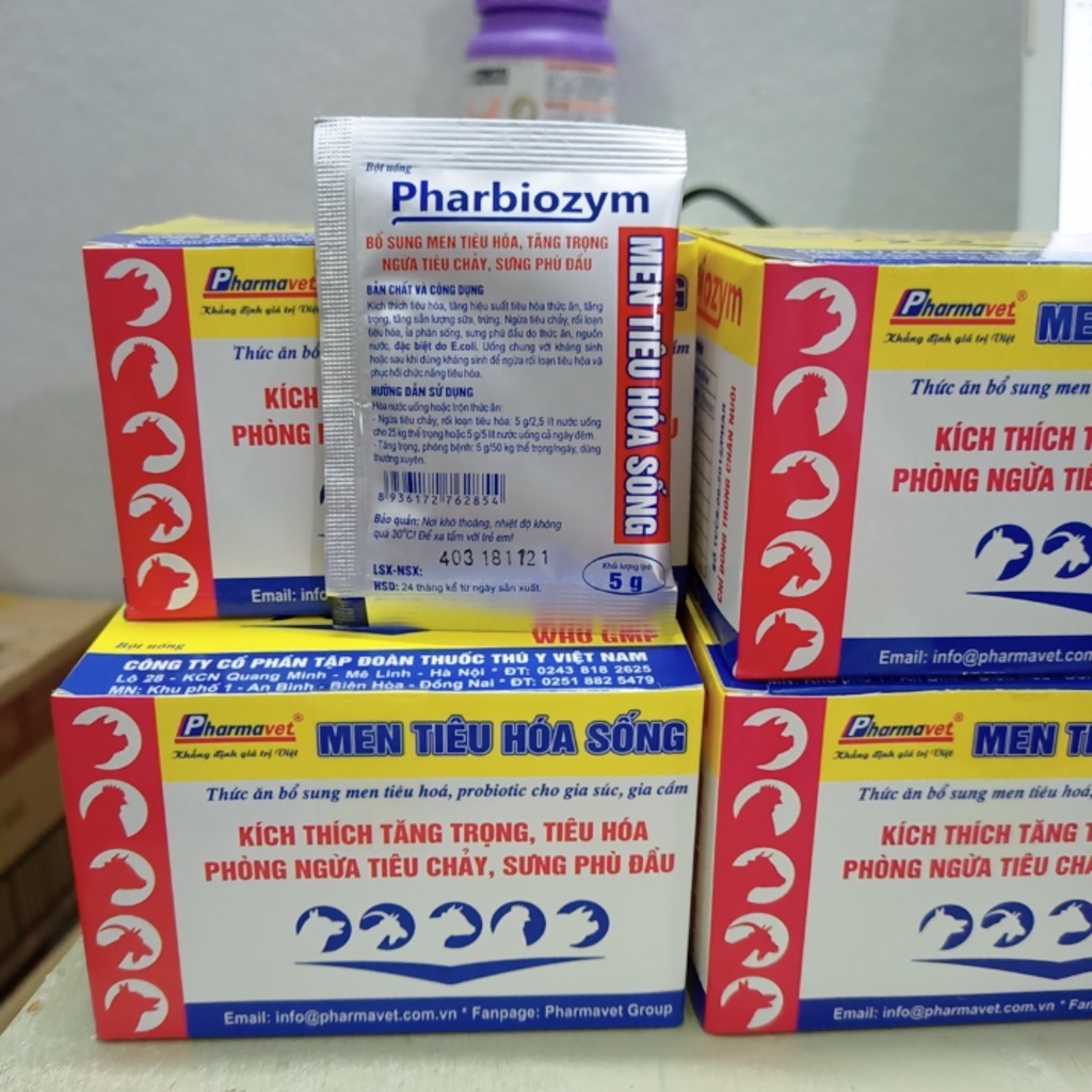 Men tiêu hóa PharBiozym cho chó mèo gói 5g