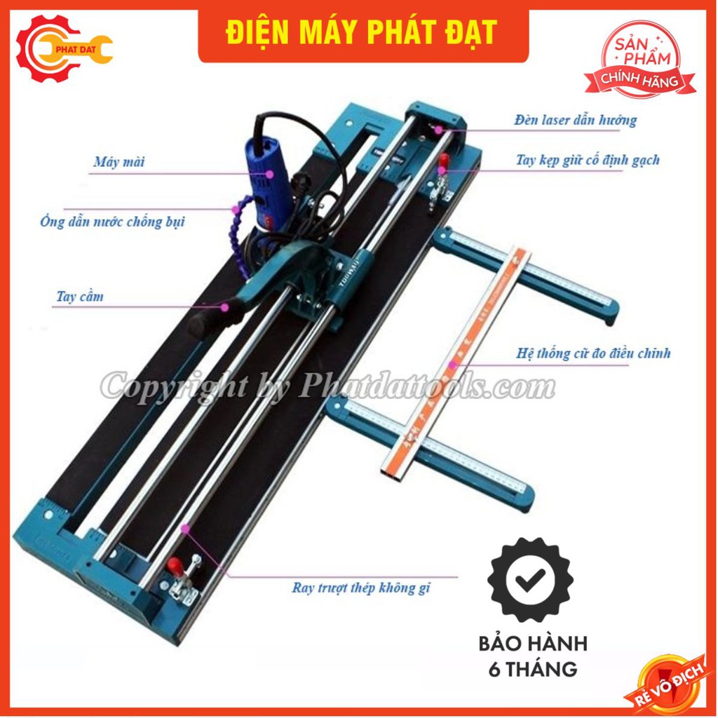 Máy cắt gạch tay đẩy- mài mòi TOPVEL 800mm 2 chức năng-Tặng kèm lưỡi cắt cho cả 2 chức năng-Bảo hành 6 tháng-Chính hãng