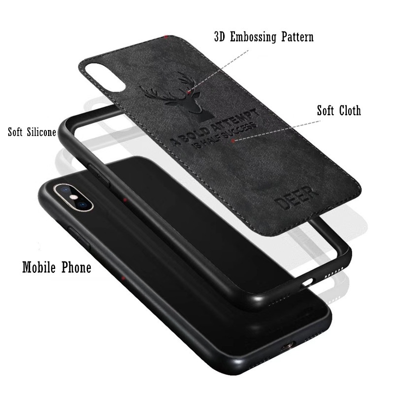 Ốp Điện Thoại Vải Mềm Họa Tiết Hươu Cho iPhone 11 Pro Xs Max XR Xs X 8 7 6s 6 Plus SE 2020