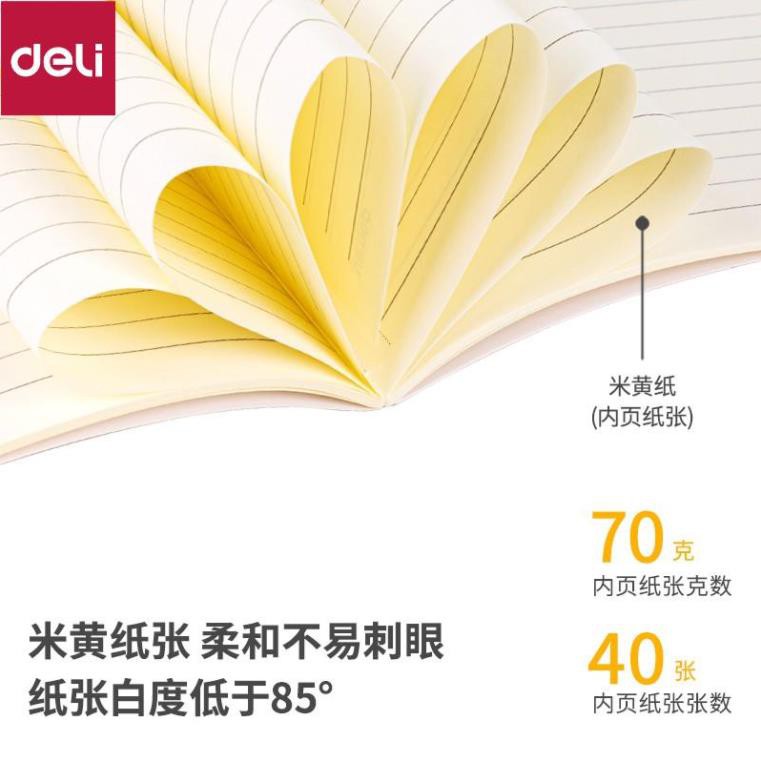 Sổ ghi chép khâu gáy A5 40 trang Deli - Vở kẻ ngang giấy chống lóa -  FA540 (Giao màu ngẫu nhiên)