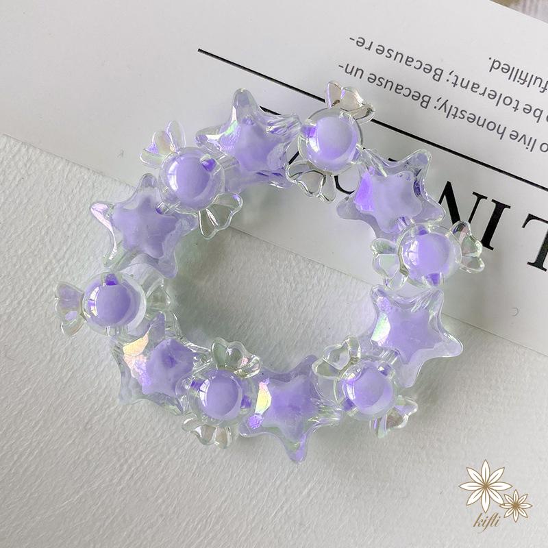 【kifli】Dây Cột Tóc Cao Su Co Giãn Tốt Họa Tiết Hoạt Hình Ngôi Sao Thời Trang 2022 Cho Nữ