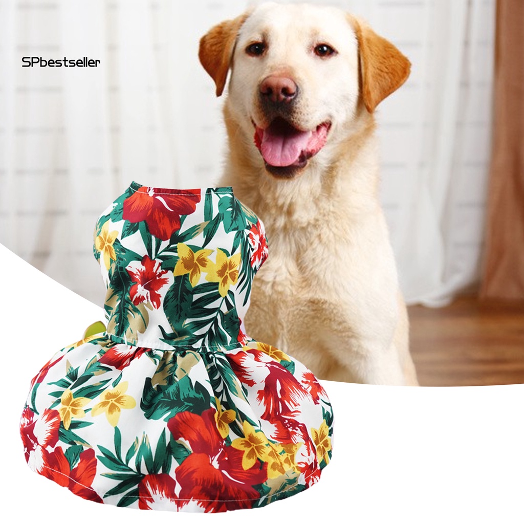 Spbest_đầm In Hoa Nhỏ Vừa Và Lớn Thắt Nơ Trang Trí Cún Cưng Dùng Làm Đạo Cụ Chụp Ảnh
