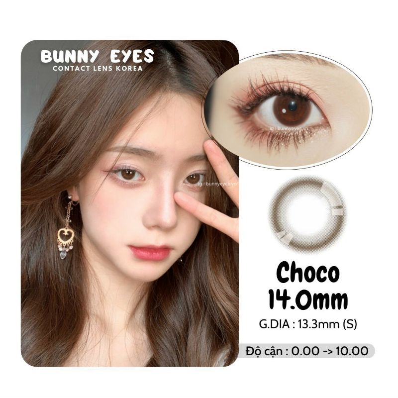Kính Áp Tròng Lens Mắt BUNNY EYES CHOCO Nâu Tự Nhiên 14.0mm Size S Giãn Nhẹ