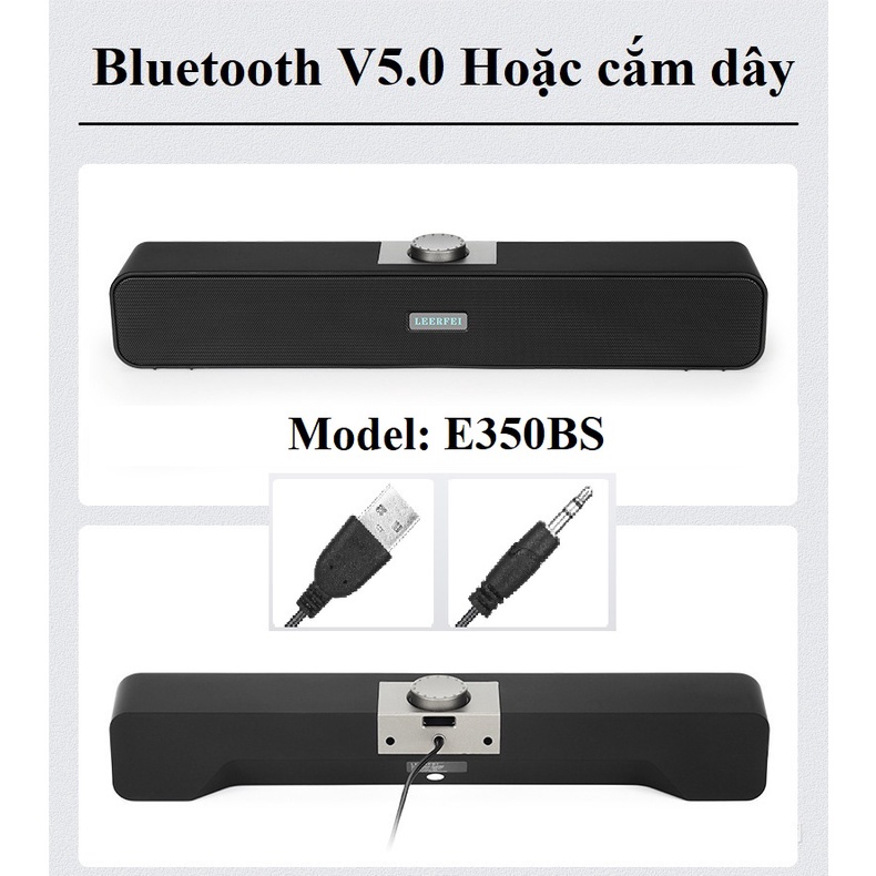 Loa máy tính Bluetooth V5.0 dùng cho máy tính, tivi, điện thọai... âm thanh vòm 4D 360 độ cắm dây nguồn 5V1A
