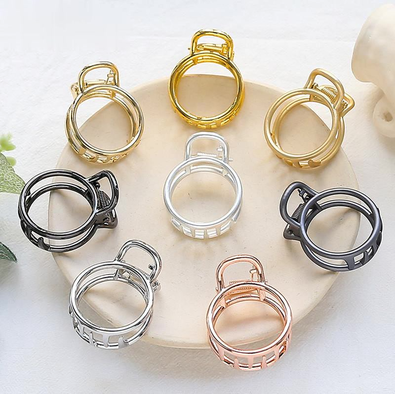 Kẹp Tóc Hình Tròn Bằng Hợp Kim Thiết Kế Đơn Giản Phong Cách Âu Mỹ