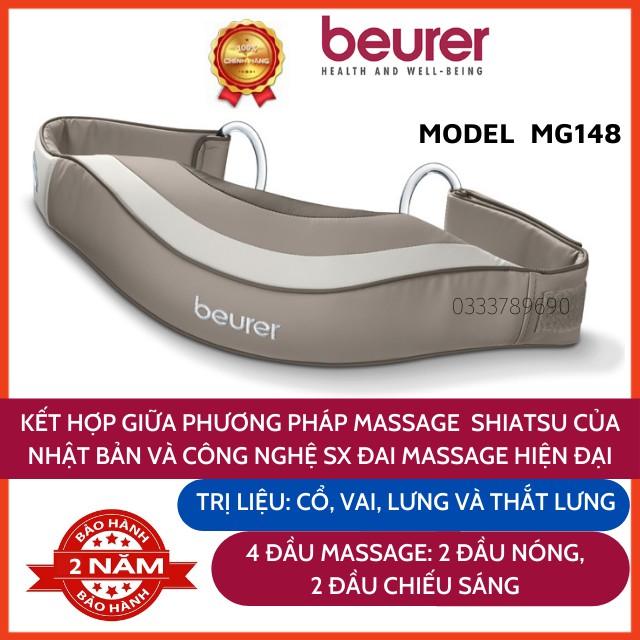 Đai massage hồng ngoại Beurer MB148, mát xa hỗ trợ điều trị về đau nhức cổ vai gáy, an toàn khi sử dụng