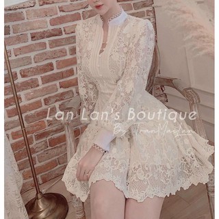 đầm ren nude cổ trụ- có clip