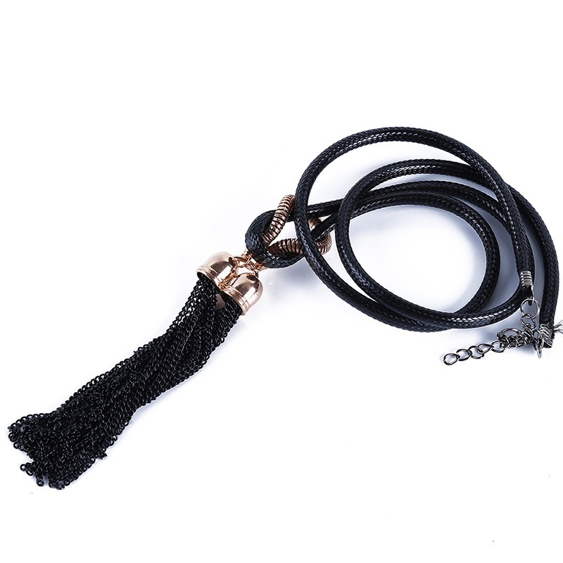 Dây chuyền dài thắt nút phối tua rua thời trang cổ điển thanh lịch cho nữ