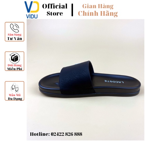 Dép nam thời trang LACOSTE ViDu 21121 màu đen đính kèm logo cắt laser sắc nét sang trọng