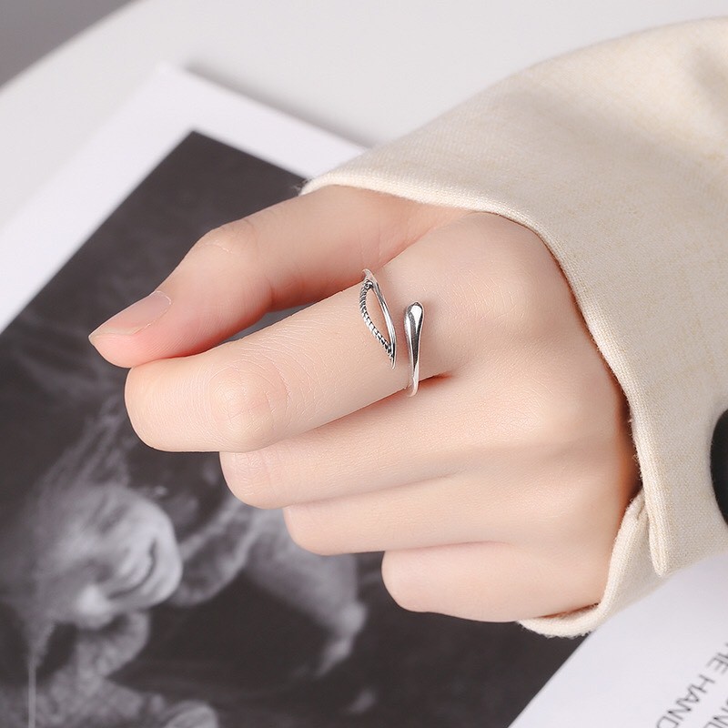Nhẫn nữ bạc Bibi silver đính đá có thể điều chỉnh size - Nhẫn cỏ xinh xắn mã N002456