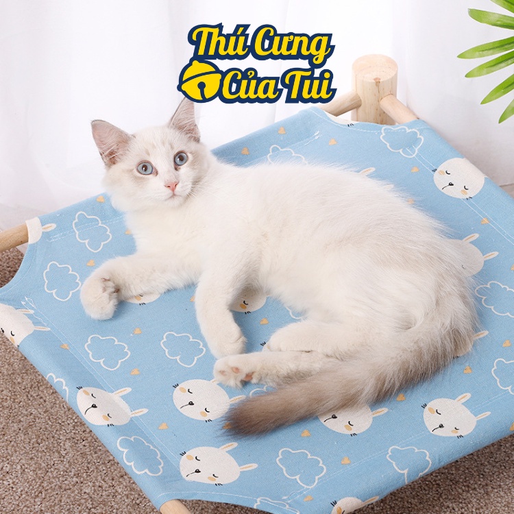 Giường võng gỗ cho thú cưng chó mèo phong cách Nhật Bản dễ thương - Thú cưng của tui