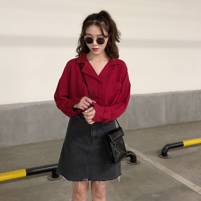 Áo sơ mi nữ form rộng tay dài Emilyshop