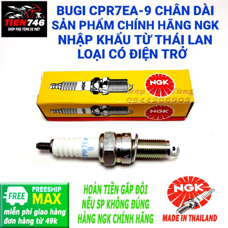 Bugi NGK mã CPR7EA-9 Chân dài có trở. Dành cho khách hàng sưu tầm, cần mua đúng chỉ số. Sản phẩm chính hãng NGK 100%.