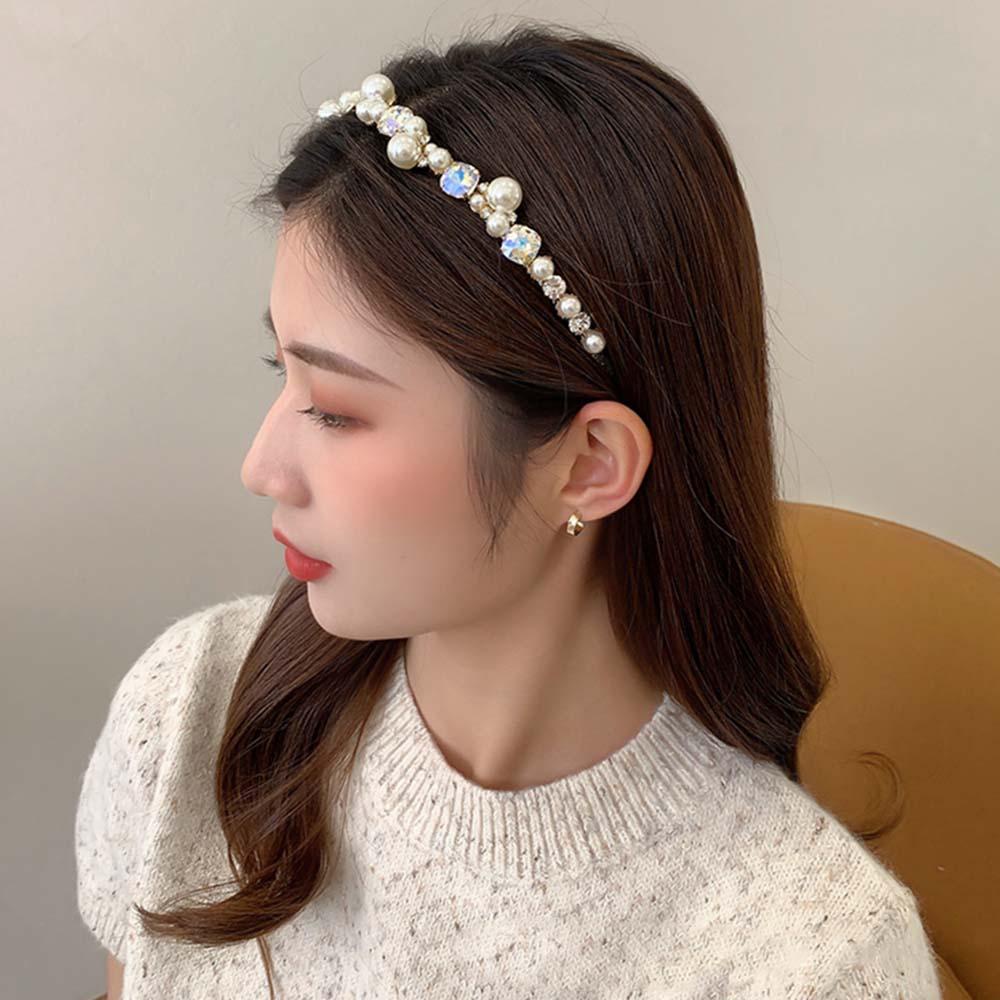 Băng Đô Cài Tóc Đính Đá Lấp Lánh Phong Cách Retro Thời Trang Cho Nữ