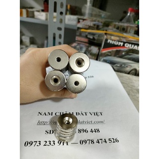 Nam châm có lỗ bắt vít chìm 25x5 lỗ 5mm gắn bàn tủ gỗ siêu chắc chắn