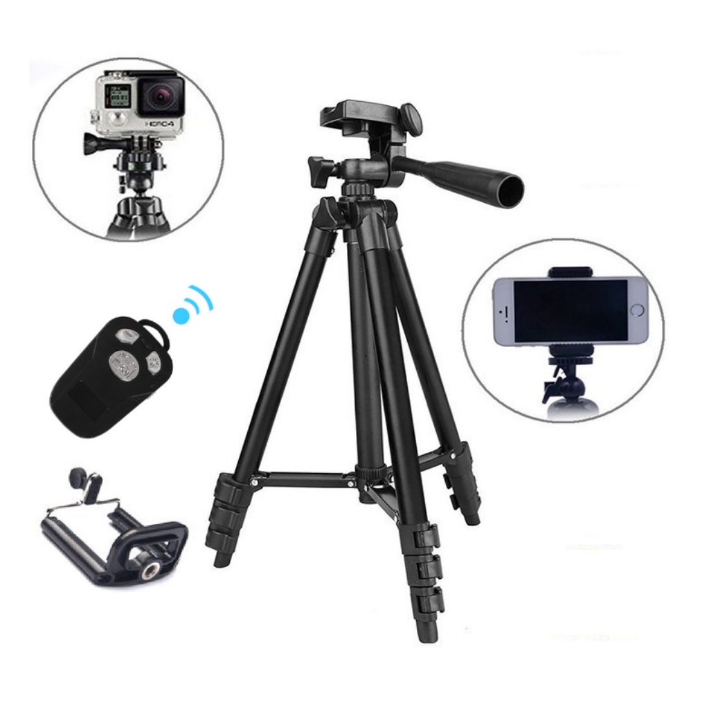 Gậy chụp ảnh 3 chân Tripod 3388 tích hợp Bluetooth, cây Livestream chụp ảnh  tự sướng